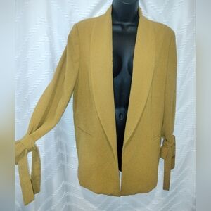 Jules & Leopold Mustard Open-Front Blazer with Sleeve Ties